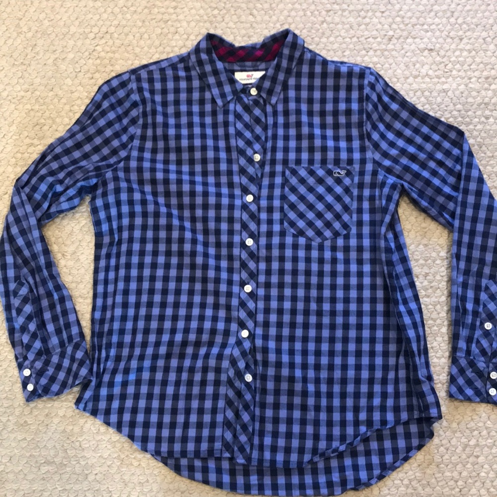 Vineyard Vines Flannel Blue checked size 8 - soft